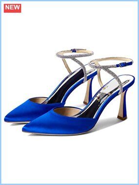 Women's Rhinestone Kitten Heel Pumps Pointed Toe Slingback Sparkly Wedding Shoes
